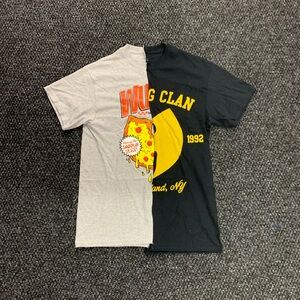 Wu-Tang Inspired Split Graphic Short Sleeve Tee - Gray & Black